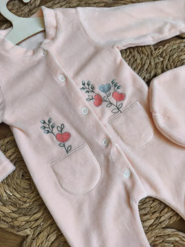 Salmon Velvet Overall - Image 2