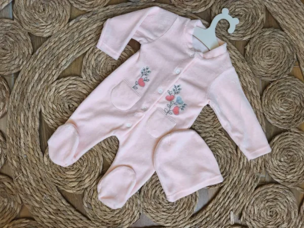 Salmon Velvet Overall